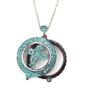 Cross Patina Pendant Magnifying Glass 22 inches long 5x Magnification
